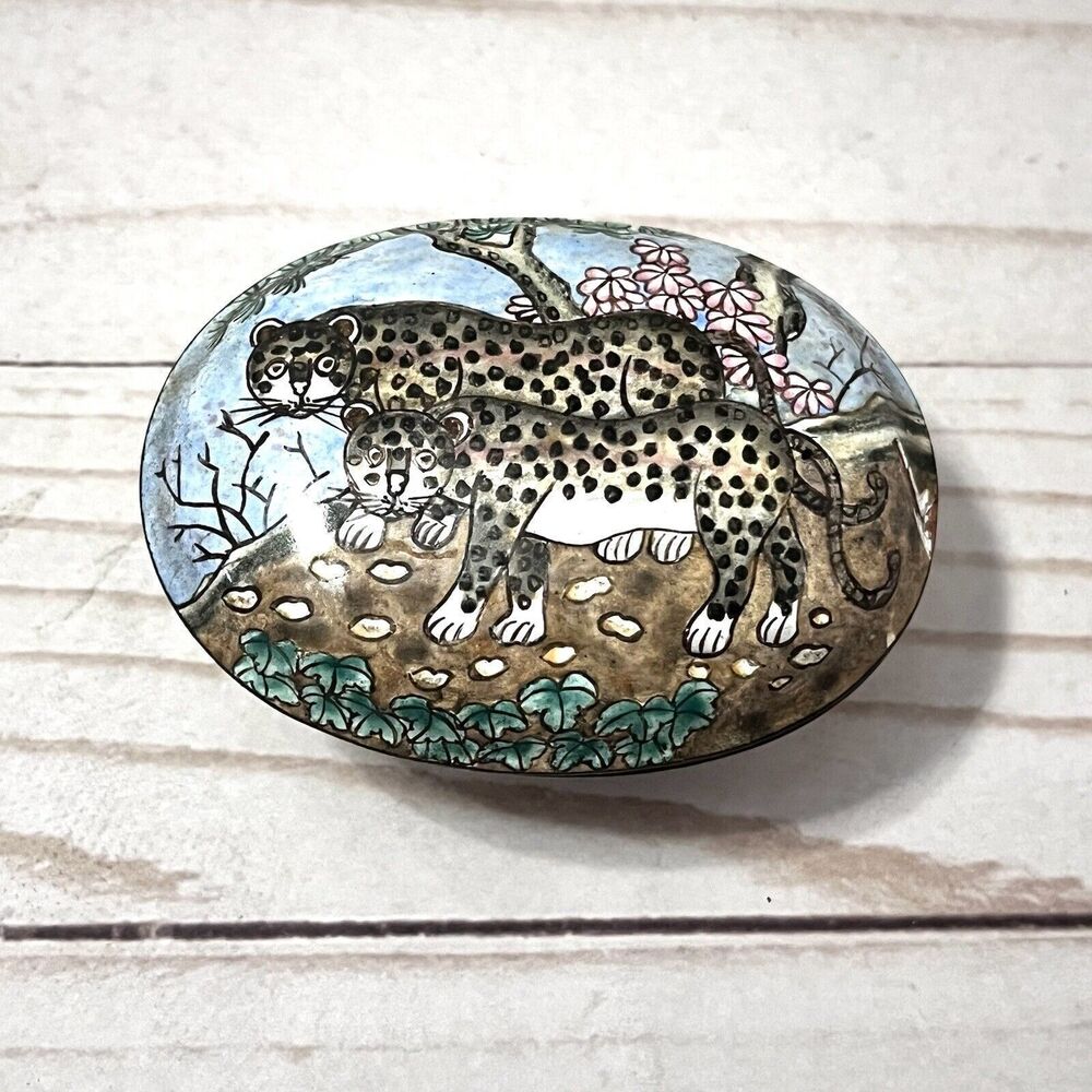 Empress Arts Leopard Artsy Trinket Box 2.75” x 2.14” x 1.5”